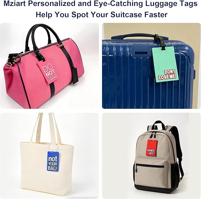 Mziart Funny Luggage Tags Set of 6 Colorful Unique Travel Baggage Bag Tags Suitcase Identify Labels for Women Men