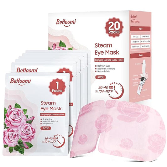 20Packs Steam Eye Mask, Heated Eye Mask Warm Compress for Eyes, Disposable Self Heating Steam Mask for Home, Sleep, Spa, Travel Essentials & Relaxation Gifts, Valentine's Day Gifts (Rose)