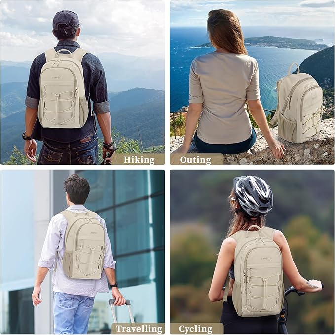 ZOMFELT Hiking Backpack for Women Men, 20L Lightweight Packable Backpacks for Trip, Water Resistant Small Travel Backpack, Foldable daypack for Hiking, Walking, Cycling, Camping, Beige