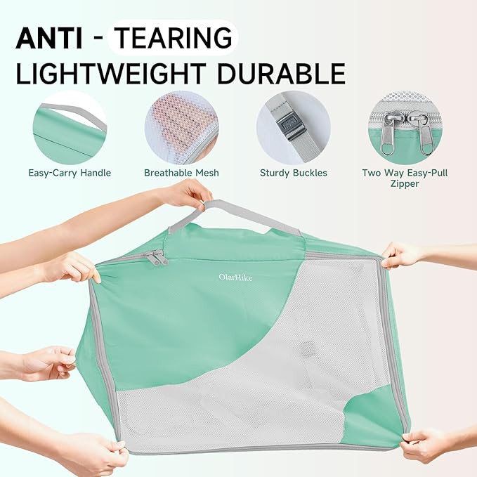 11 Set Packing Cubes for Travel, Gifts for Women Mom Kids, TSA Approved Bags for Makeup, Cosmetic, Toiletry, Suitcase Organizers for Checked Luggage, Cruise Essentials, Airplane Accessories, Sky Blue