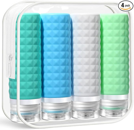 Travel Bottles for Toiletries, TSA Approved Travel Size Containers, Leak Proof Silicone Shampoo Bottles, Small Toiletry Containers with Clear Bag for Shampoo Conditioner Lotion