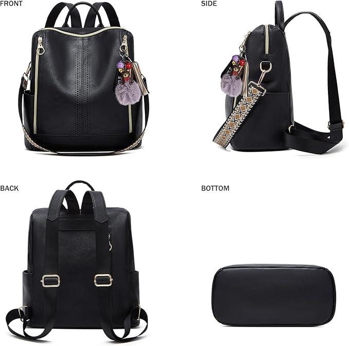 Makes Backpack Purse for Women PU Leather Travel Satchel Handbag Convertible Design Bag with Purse