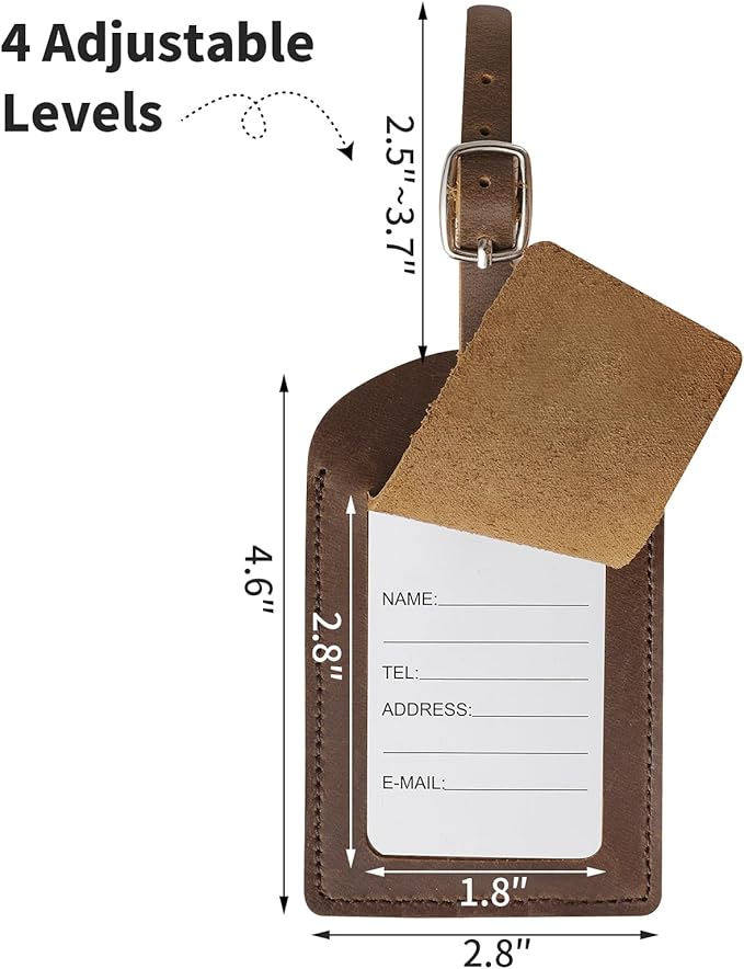 Ringsun Genuine Leather Luggage Tag for Suitcases ID Tags Bag Tags for Luggage (2 Pack)