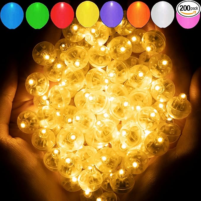 Aogist 200pcs Warm White Balloon Light,Long Standby Time Waterproof Mini Ball Light,Round LED Flash Lamp for Paper Lantern Balloon Party,Wedding,Birthday,Festival,New Year and Christmas Decorative
