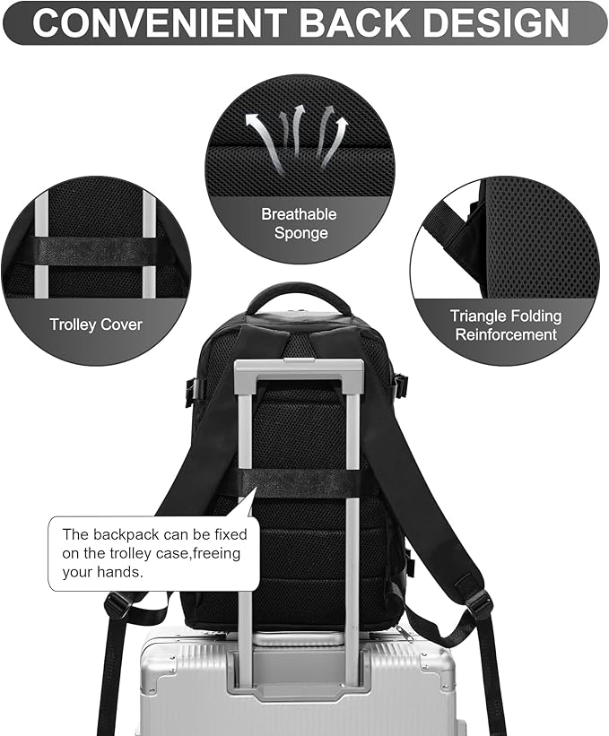WONHOX Large Travel Backpack Carry on Flight Approved Laptop Work Business Backpack for Women Men Mochila de Viaje