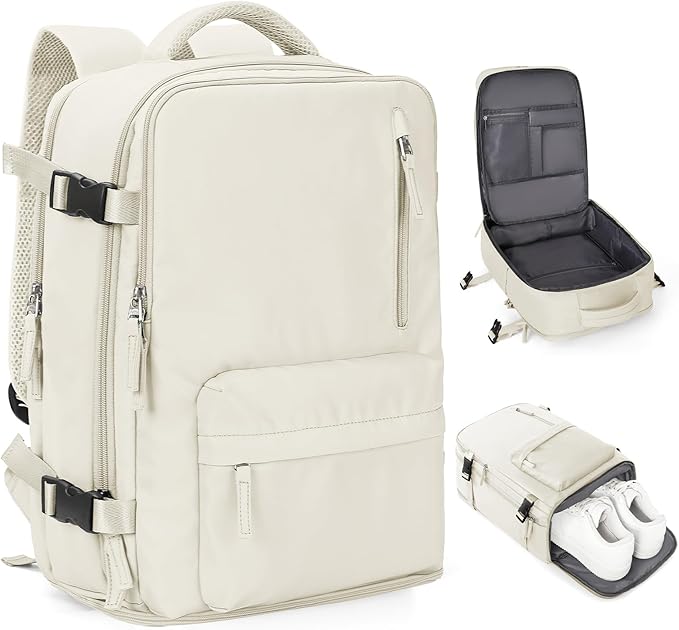 coowoz Travel Backpack For Women Men Airline Approved,Carry On Backpack,Hiking Laptop College Backpacks Waterproof Outdoor Sports Rucksack Casual Daypack Fit 15.6 Inch Backpacks,Beige
