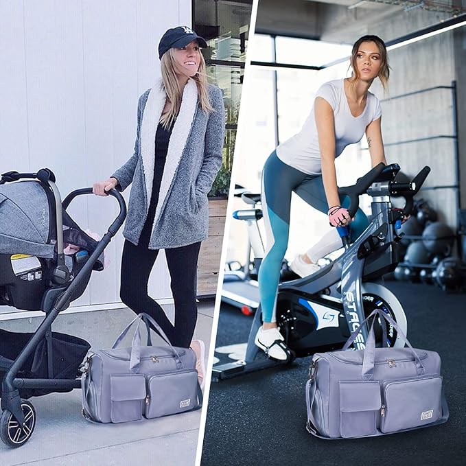 FIORETTO Women's Gym Duffle Bag with Shoes Compartment, 30L Capacity, Ideal for Travel, Gym, Sports, Duffel, Weekender