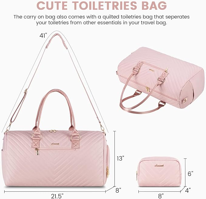 LOVEVOOK Travel Duffle Bag, Weekender Bag for Women with Toiletry Bag, Carry on Overnight Bag with Shoe Compartment, Gym Duffel Bag with Wet Pocket, Mommy Hospital Bags for Labor and Delivery