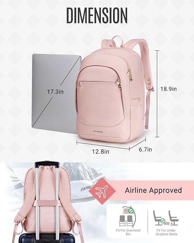 LIGHT FLIGHT Travel Laptop Backpack Women, 17.3 Inch Laptop Backpack with USB Charging Hole, Water Resistant College Bookbag, Black Computer Backpacks for Work,05-purple…
