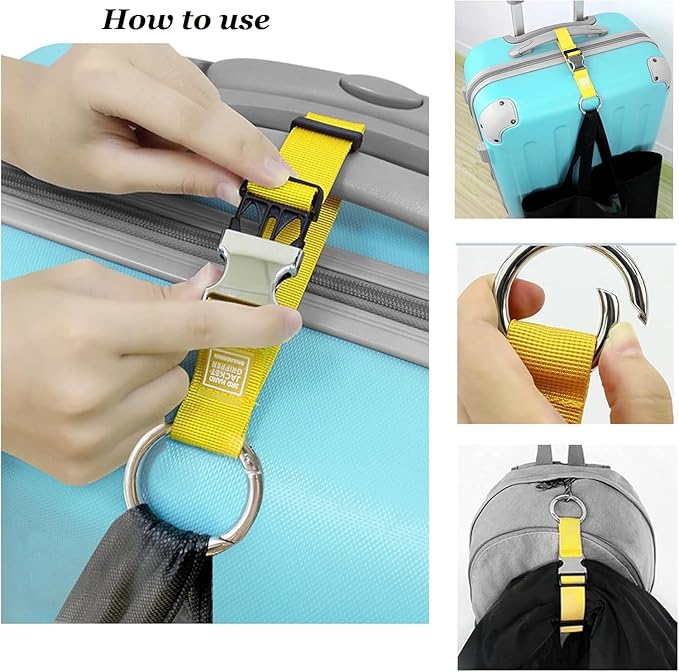 2PCS Add a Bag Luggage Strap Jacket Gripper, Heavy Duty Luggage Straps Carry-on Baggage Suitcase Straps Belts Travel Accessories,Carry Your Extra Bags(Black)