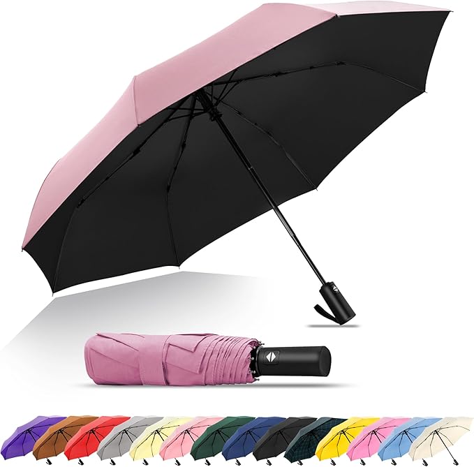 SoulRain Travel Umbrella - Compact Umbrella for Rain - Perfect Large Auto Folding Umbrella - Ideal Car umbrella, Small umbrella, and Travel Companion
