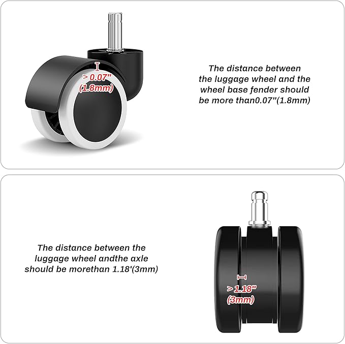 8PCS Luggage Wheel Protector Covers, Silicone Spinner Wheel Covers for Carry On & Rolling Suitcases, 2–2.4 inch Wheels, Quiet Rolling Anti-Noise, Protect Floors & Wheels, Black