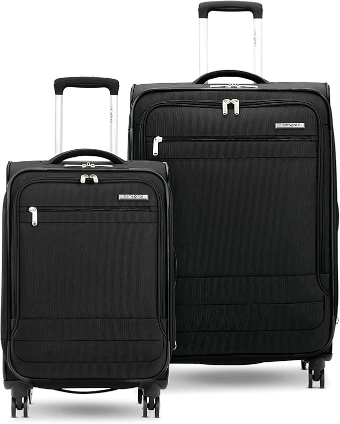 Samsonite Aspire DLX Softside Expandable Luggage Set with Spinners (Carry-on & Medium), Black