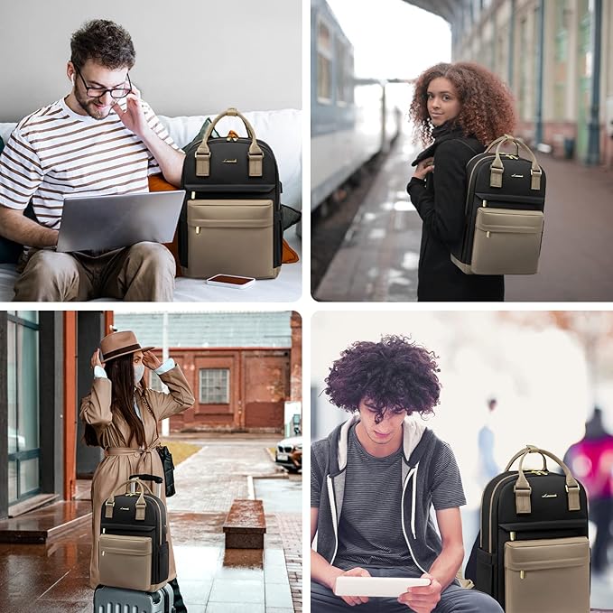 LOVEVOOK Laptop Backpack for Women Men 15.6 Inch Laptop Bag with USB Port Fashion Waterproof Backpacks Teacher Nurse Stylish Travel Bags Vintage Daypacks Bookbag for College School Work
