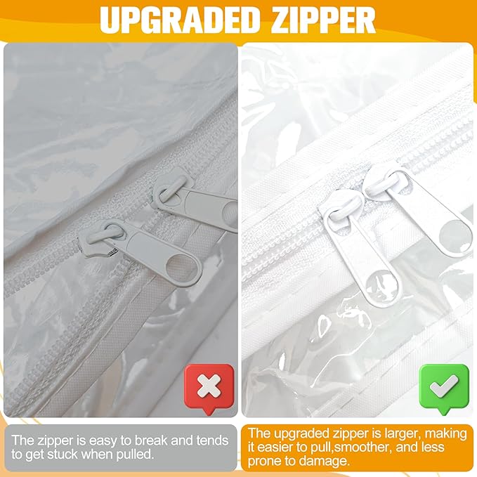 Plastic Storage Bags with Easy-Glide Zipper, Pack of 6, Durable Clear Vinyl Zippered Storage Bags for Clothes Sweaters Comforters Blankets Sheets Bedding (14.2 x 12 x 3.2 Inch)