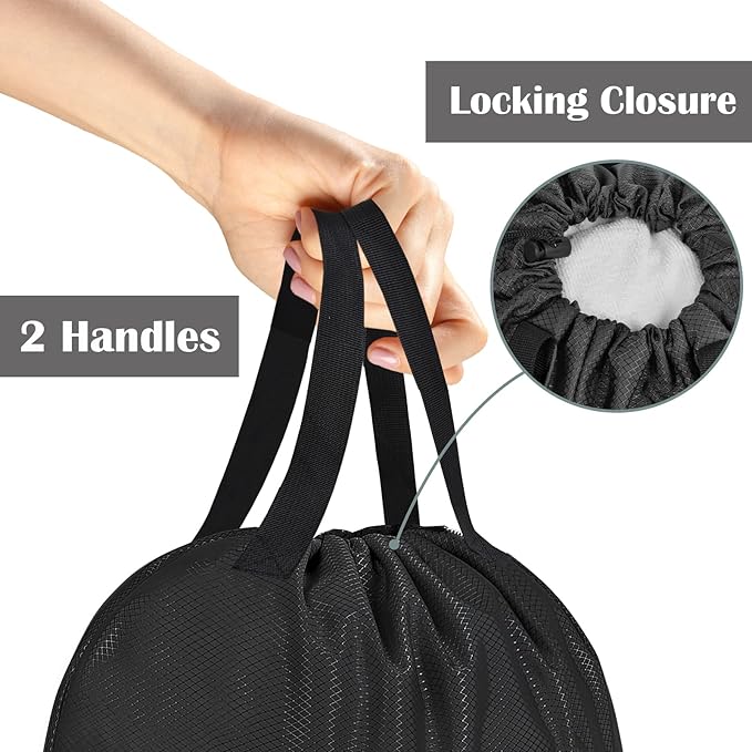 Sylfairy 2 Pack XL Laundry Bag with Strap,Heavy Duty Travel Laundry Bag,Rip-Stop Dirty Clothes Shoulder Bag with Drawstring,Easy Fit a Laundry Hamper or Basket Travel Essentials (Black)