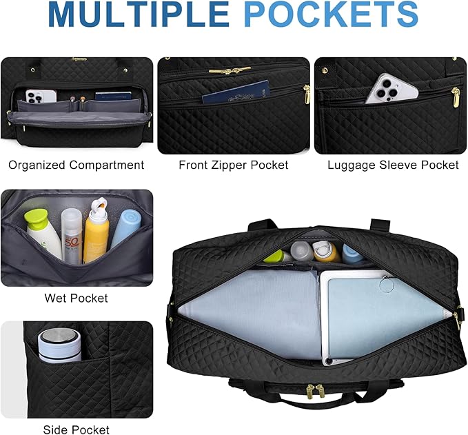 Large Weekender Travel Duffle Bag - With Shoe Compartment Weekender Bags for Womens Carry on Overnight Bag with Toiletry Bag Gym Duffel Bags with Wet Pocket Hospital Bags for Women Labor and Delivery