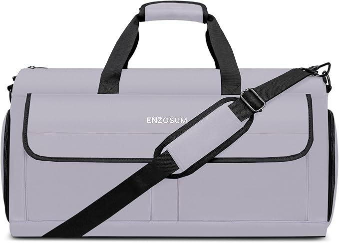Travel Garment Bag Suit Bags for Men with Shoulder Strap & Shoes Compartment, Water Resistant Carry On Garment Duffle Bag - 2 in 1 Hanging Suit Garment Bags for Travel, Grey