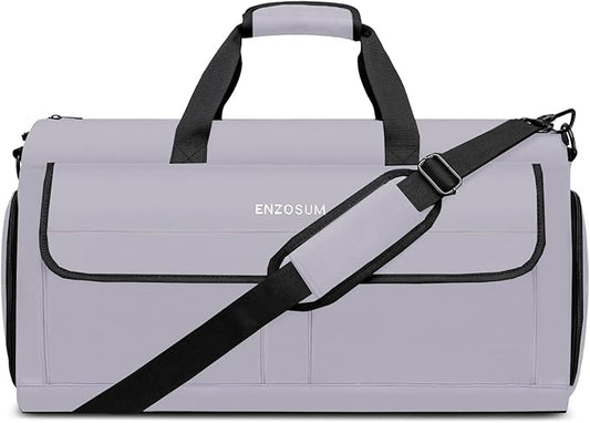Travel Garment Bag Suit Bags for Men with Shoulder Strap & Shoes Compartment, Water Resistant Carry On Garment Duffle Bag - 2 in 1 Hanging Suit Garment Bags for Travel, Grey