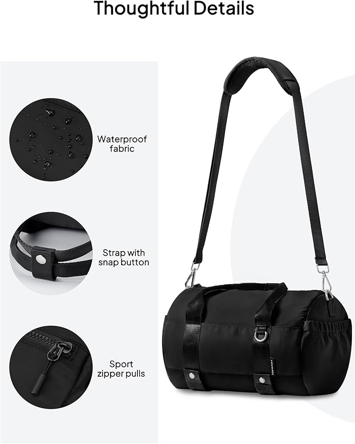TOPEAST Small Gym Bag for Women, Mini Sports Yoga Bag Gym Tote Bag with Yoga Mat Holder, Small Sports Duffle Bag with Water Bottle Pocket & Wet Pocket for Travel Dance Workout, Black