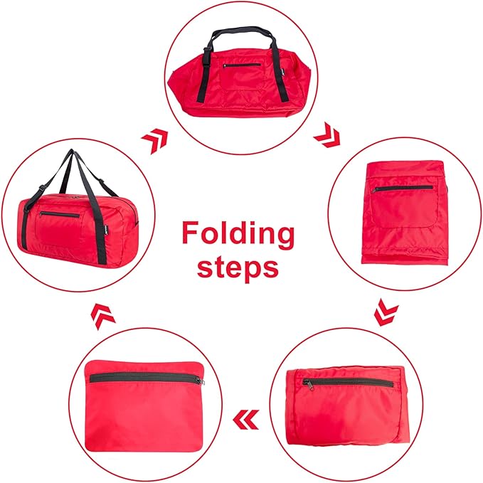 HOLYLUCK Foldable Travel Duffel Bag For Women & Men Luggage Great for Gym -55L, Red