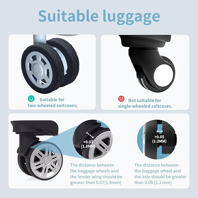 10Pcs Luggage Wheel Covers Silicone Silent Suitcase Protector for Luggage Office Chair Caste Upgraded Wear-Resistant Anti-Noise Shock Absorption Suitcase Wheel Covers Accessories Black
