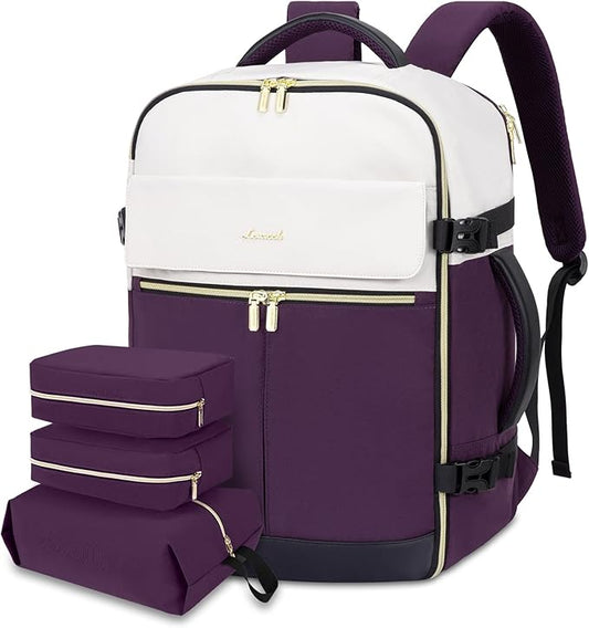 LOVEVOOK 40L Large Travel Backpack for Women, Flight Approved, Waterproof, TSA Compliant, Fits 17.3'' Laptop, 17 Pockets, 3 Packing Cubes