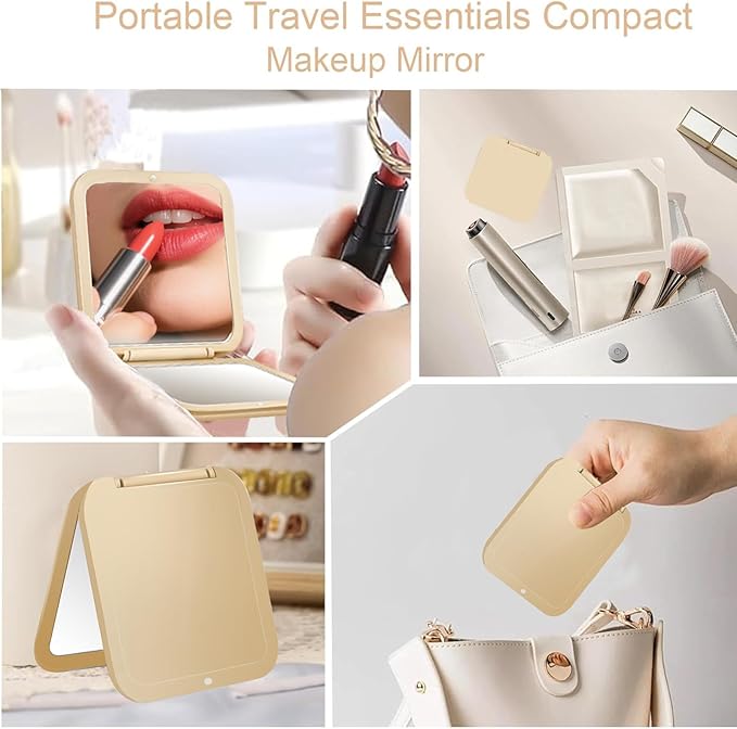 CYHTSHFZ Small Compact Mirror for Purse,5X/1X Travel Magnifying Mirror for Women, Makeup Mirror for Girls, Portable Ultra Slim Pocket Mirror
