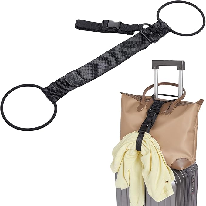 2-in-1 Luggage Straps for Suitcase with Jacket Gripper, Elastic Bungee Straps for Securing & Stacking, Easy to Carry Your Extra Bags, Connect Two Suitcases for Travel & Outdoor Use, Black
