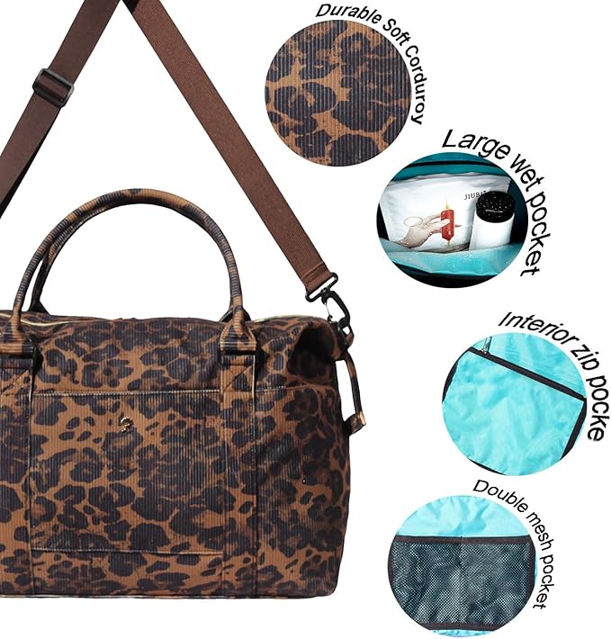 ESVAN Travel Tote Duffel Gym Bag,Weekender Overnight Carry-on Tote Crossbody Bag with Wet Pocket and Trolley Sleeve Upgraded