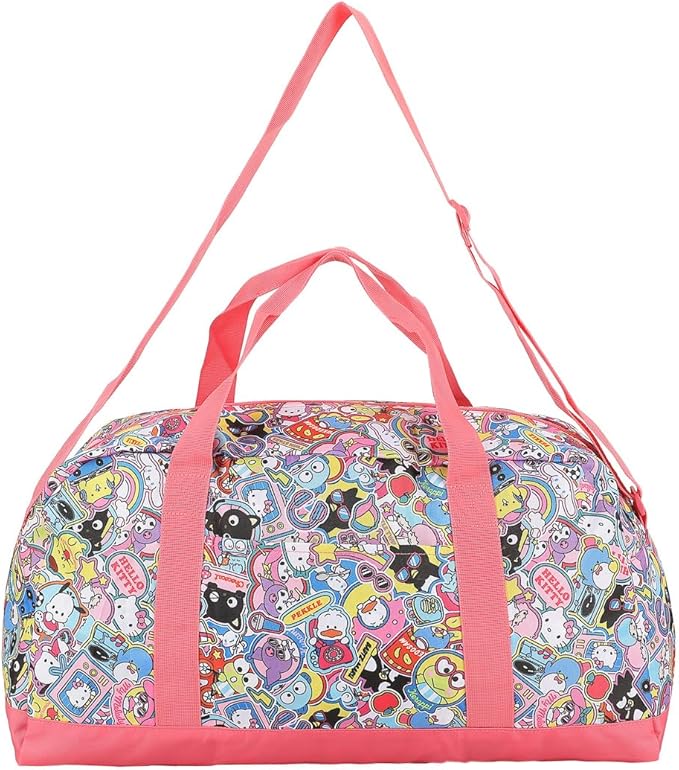 Hello Kitty & Friends All-Over Character Print White & Pink 21" Packable Duffel
