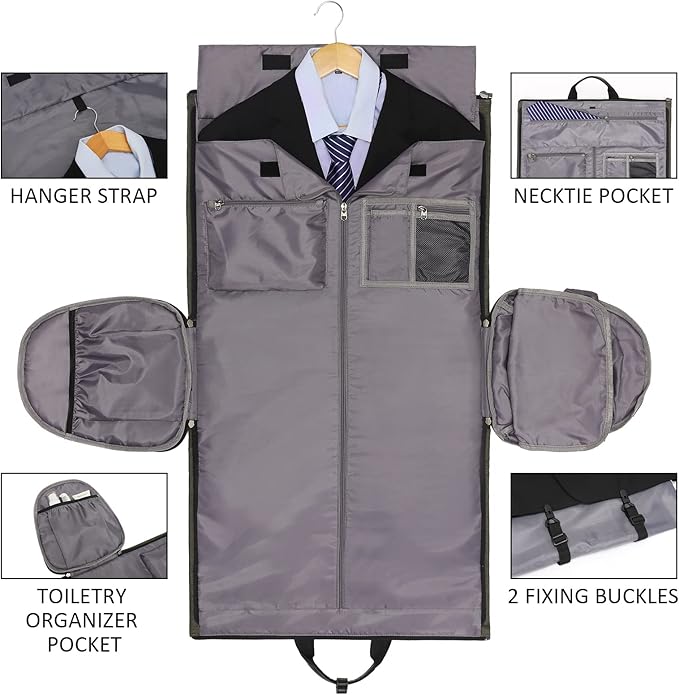 Modoker Convertible Garment Bag with Shoulder Strap, Carry on Garment Duffel Bag for Men Women - 2 in 1 Hanging Suitcase Suit Travel Bags,Forest Night