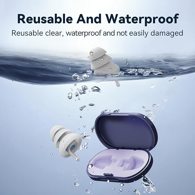 Ear Plugs for Sleeping - Soft Reusable Silicone Ear Plugs for Noise Reduction Earbuds & Focus (35dB), 3D Oval Noise Cancelling Design, Ideal for Side Sleepers - 2 Pairs (S + M/L)