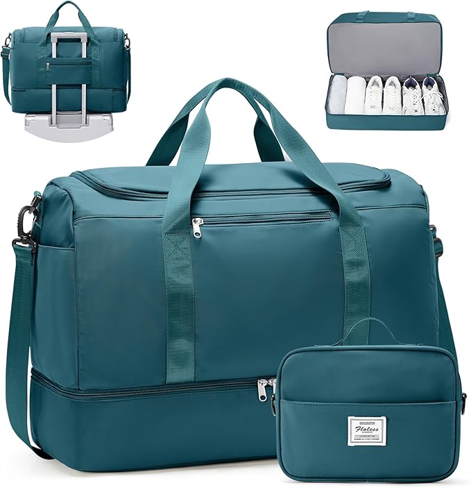 Extra Large Travel Duffle Bag with Shoe Compartment & Toiletry Bag, XL Weekender Bags for Women, Carry On Overnight Bags for Gym Sports, Water-Resistant Hospital Bag for Labor and Delivery