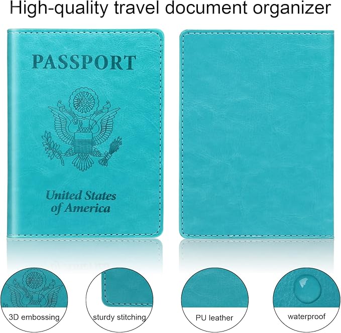 Turquoise & Pink Passport Holder, Cruise Essentials Passport Wallet Cover Case for Family Women Men, Travel Must Haves Passports Book Protector | Cruise Essentials, for Family, Travel Must Haves