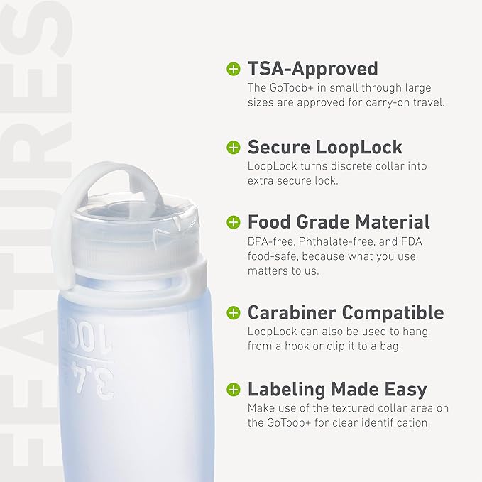 humangear GoToob+ (Medium) | Refillable Silicone Travel Bottle | Locking Lid | Food-Safe Material | Pink, Medium (2.5 fl.oz.; 74ml)