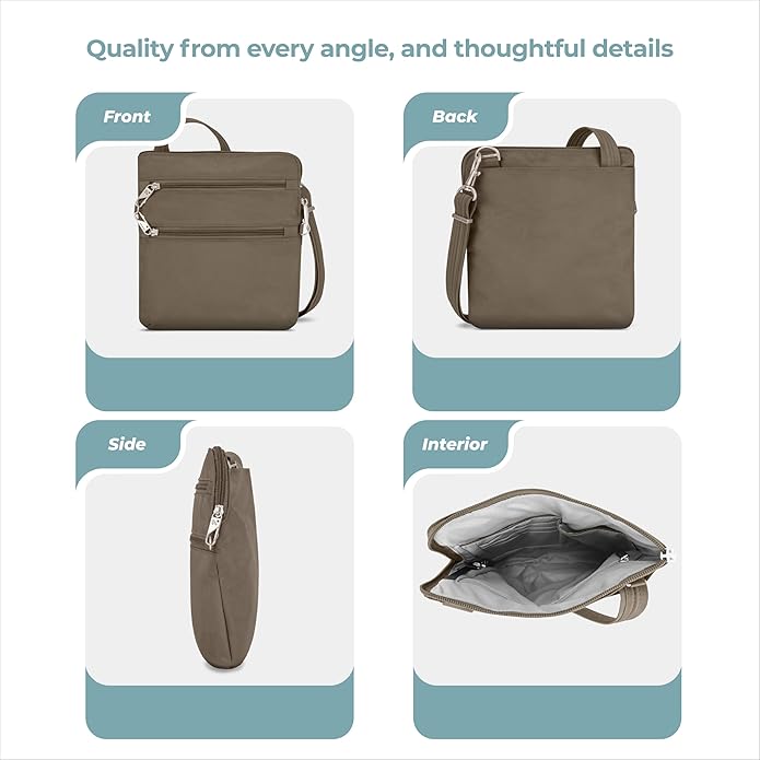 Travelon Anti-theft Classic Slim Double Zip Crossbody