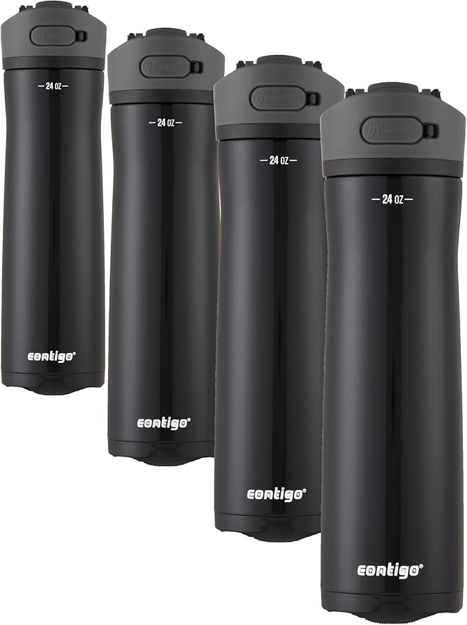 Contigo Ashland Water Bottle, 24oz, AUTOSPOUT Lid | Licorice | Pack of 4