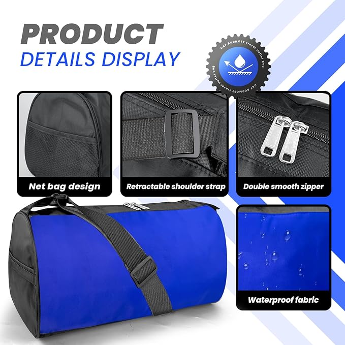 C&F BOGMOST Small Travel Duffel Bag Foldable Waterproof Gym Bag for Gym Beach Swim Bag Men Women Duffle Bags Lightweight Oxford Cloth Sports Bags -Blue