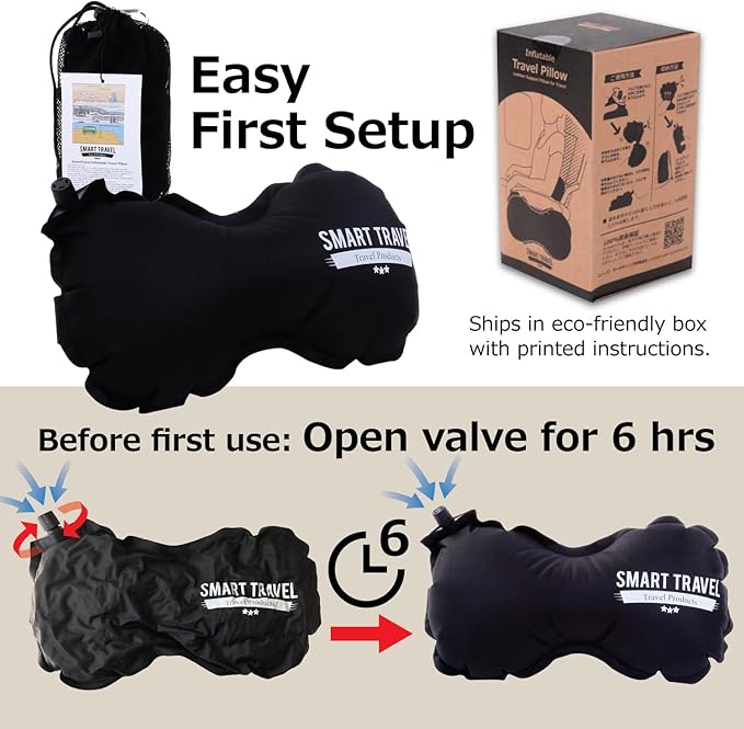 SmartTravel Travel Products Inflatable Travel Lumbar Pillow for Airplane Seat – Adjustable Lower Back Support Cushion for Long Flights