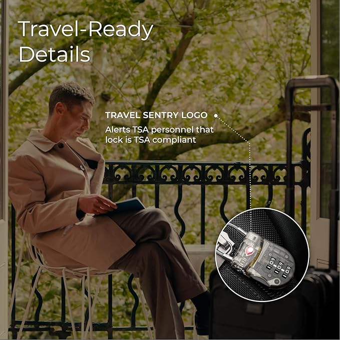 Briggs & Riley TSA Approved Cable Lock for Luggage & Suitcases - Travel Lock, 3 Digit Combination, Flexible Cable for Zippered Bags - Luggage Accessories, Smoke