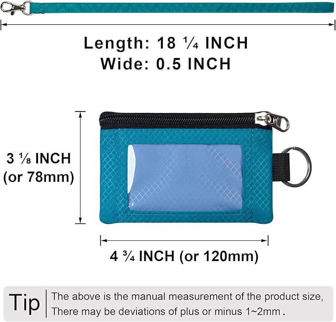 CHENSPRX Minimalist RFID Blocking Small Wallet with ID Window,WaterResistant Zip Id Case Wallet with Lanyard Keychain for Cards,Cash,Travel,Women,Men