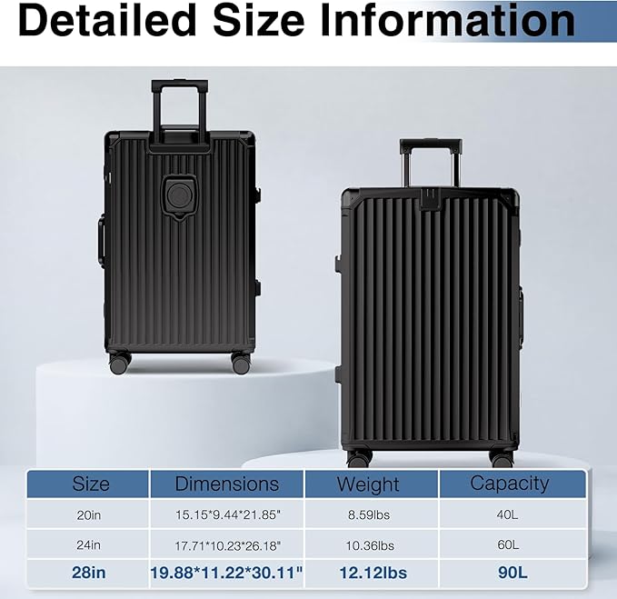 Krute Zipperless Luggage Set 2 Pieces Aluminum Frame PC Hard Shell No Zipper Suitcase Set With Wheels TSA Lock Carry On Luggage and Checked Suitcases