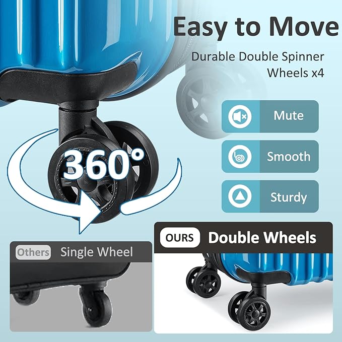 Carry on 20inch Luggage with Spinner Wheels, Lightweight PC+ABS Hard Shell Suitcases, Expandbale Storage & TSA Aprovel Lock