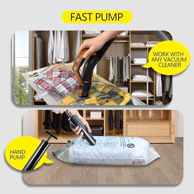 GONGSHI Vacuum Storage Bags, Space Saver Bags for Clothing,Blankets,Comforters, Pillows, Clothes,Travel,12 Combo