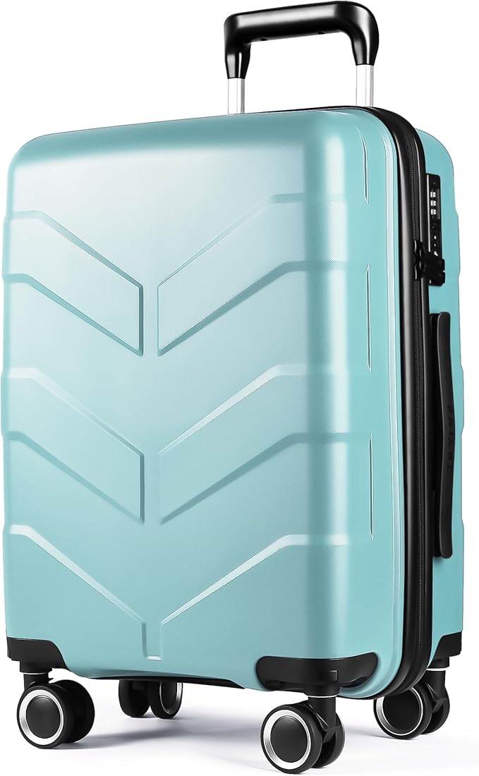 Hardside Carry On Luggage 22x14x9 Airline Approved with Spinner Wheels, Lightweight 20-inch Carry-On Suitcase for Men & Women, Green
