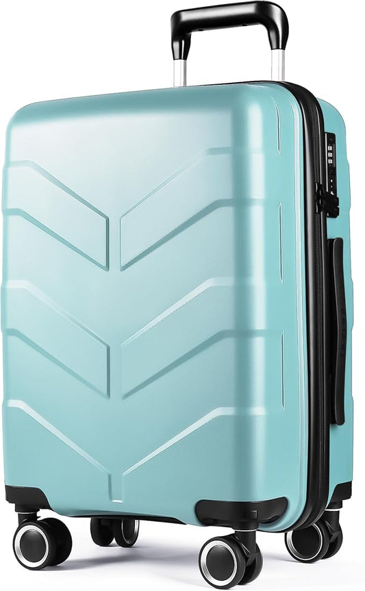 Hardside Carry On Luggage 22x14x9 Airline Approved with Spinner Wheels, Lightweight 20-inch Carry-On Suitcase for Men & Women, Green