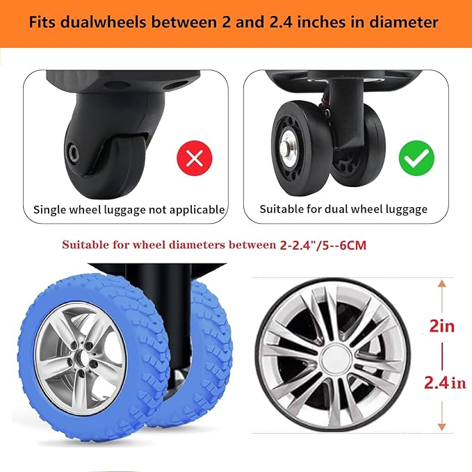 Luggage wheel covers suitcase wheels protectors for dual-wheeled luggage suitcase with a diameter of 2-2.4inches /5-6cm, Green
