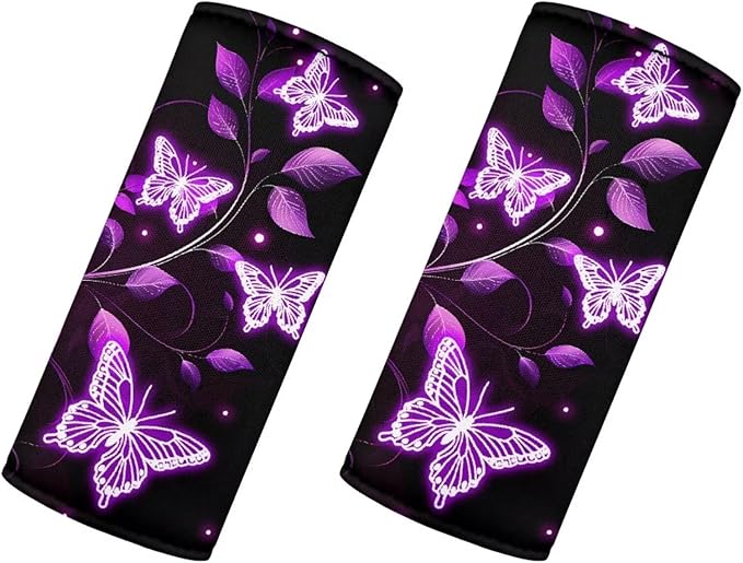 BIGCARJOB Purple Butterflies Luggage Handle Wrap Set Christmas Luggage Handle Cover Suitcase Handle Tags Suitcase Identifier Protective Cover Trolley Case Grip
