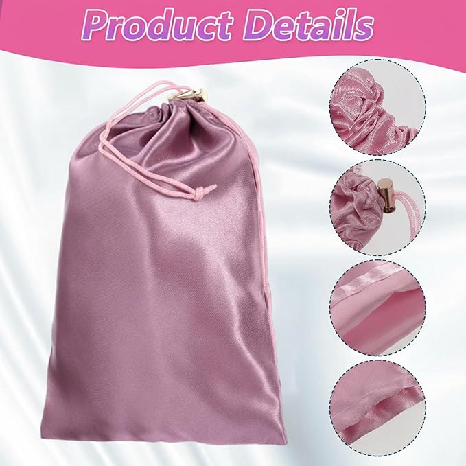 Adult Toy Storage Bags, 6 Pcs Quality Satin Silk Drawstring Pouch Adjustable Microfiber Toy Organizer Bags Gift Bag Foldable Ditty Bag for Women Men Toys Underwear Sunglasses Cosmetic (3 Sizes Purple)